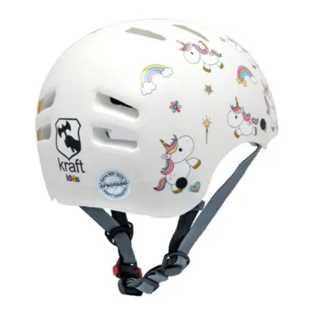 Capacete Kraft Bike/Skate Unicórnio Branco.