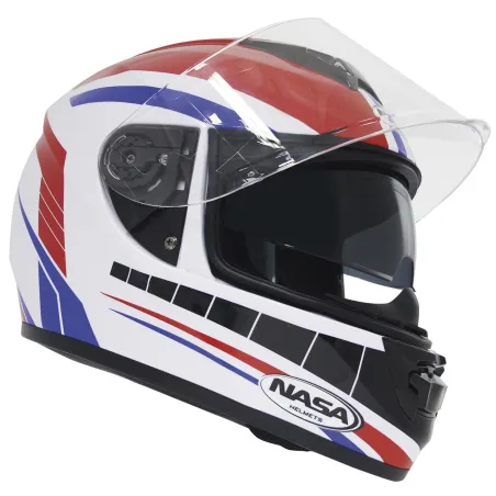 Capacete Nasa NS 901 França Branco/Azul/Vermelho + Brinde Balaclava.