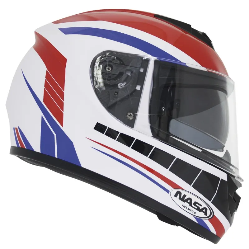 Capacete Nasa NS 901 França Branco/Azul/Vermelho + Brinde Balaclava.