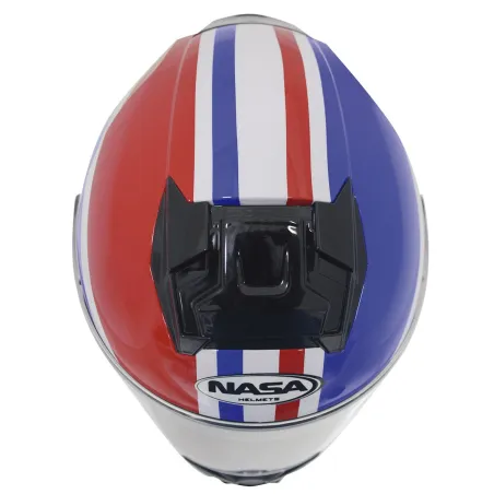 Capacete Nasa NS 901 França Branco/Azul/Vermelho + Brinde Balaclava.