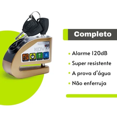 Trava De Disco c/ Alarme Kovix Kt6 (Trava Anti-furto) Todas as Cores.