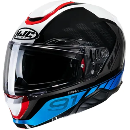 Capacete Hjc Rpha 91 Rafino Preto/Branco/Azul/Vermelho.