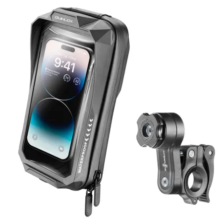 Suporte Celular Estojo Interphone Quiklox Waterproof (100% impermeável) + Fixador de Guidão.