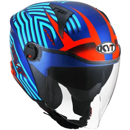 Capacete Kyt D City Lucent Azul/Laranja (Viseira Solar).