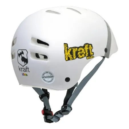 Capacete Kraft Bike/Skate Aviador Branco.