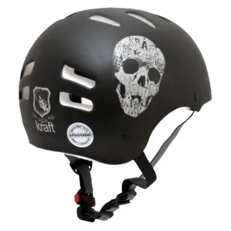 Capacete Kraft Bike/Skate Caveira Preto Fosco.